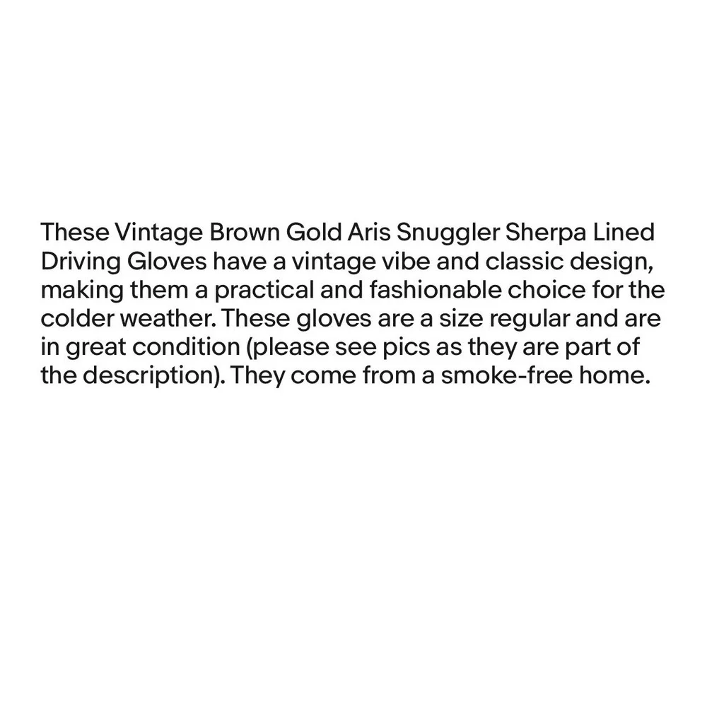 Vintage‎ Brown Gold Aris Snuggler Sherpa Lined Driving Gloves Women's Regular